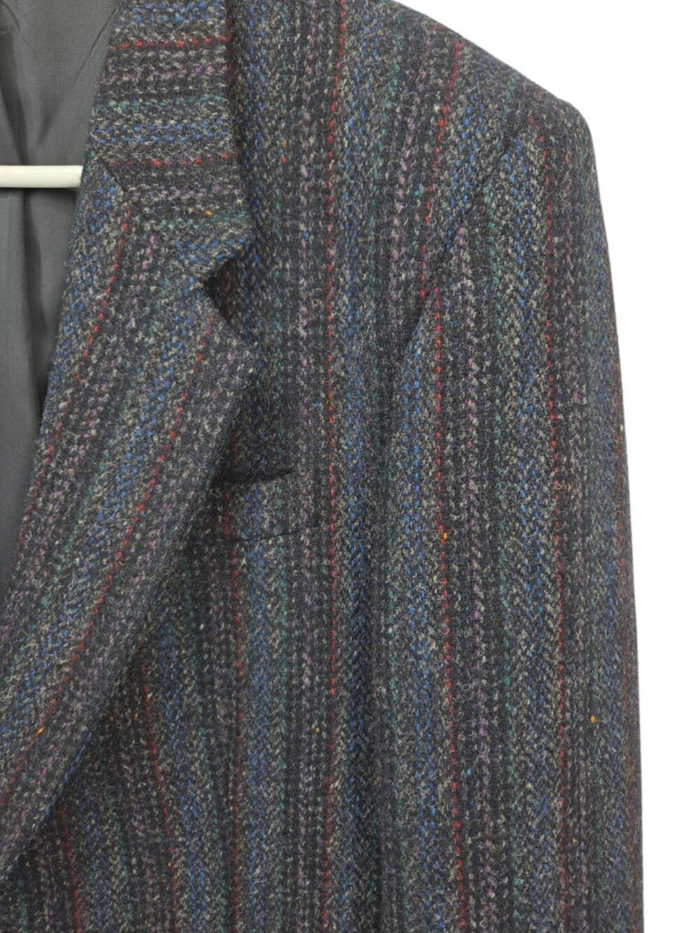 Vintage Harris Tweed Mens Blazer 40 Wool Multicolor Stripe Sport Coat Scotland